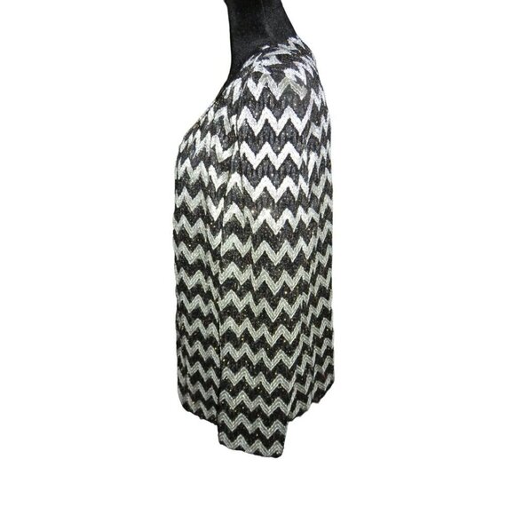 Alex Evenings Embellished Sequined Black & White Chevron Cocktail Shell & Jacket - Picture 3 of 7